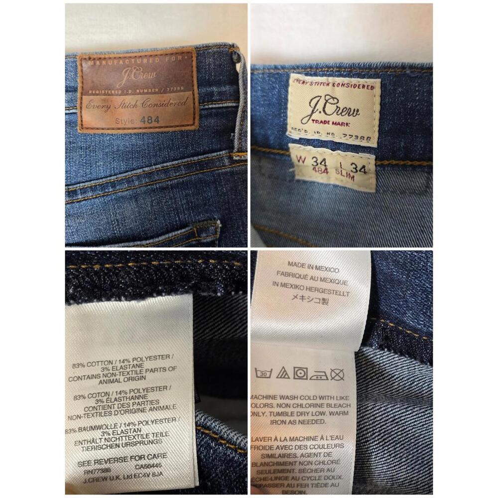 J Crew Jeans Blue Kurabo Japanese Denim 484 Stretch Extra Slim Men's Size 34X34 - Picture 10 of 10